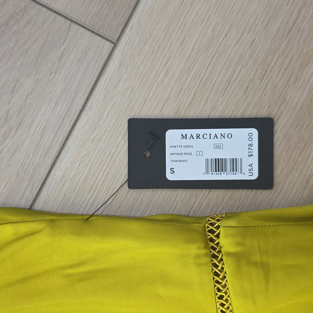 Marciano Satin Slip Dress in Chartreuse - Picture 9 of 14